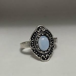 Handmade Silver Ring with light blue Stone